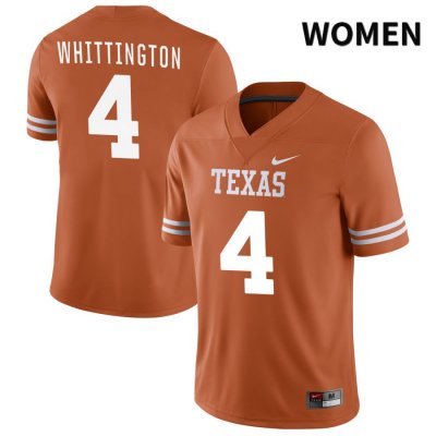 Texas Longhorns Women's #4 Jordan Whittington Authentic Orange NIL 2022 College Football Jersey GGG11P8L